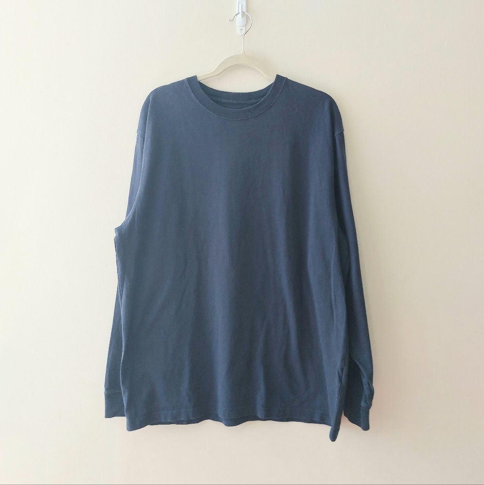 Carhartt Original Fit Long Sleeve Tee Spellout Navy Blue Men's Size L